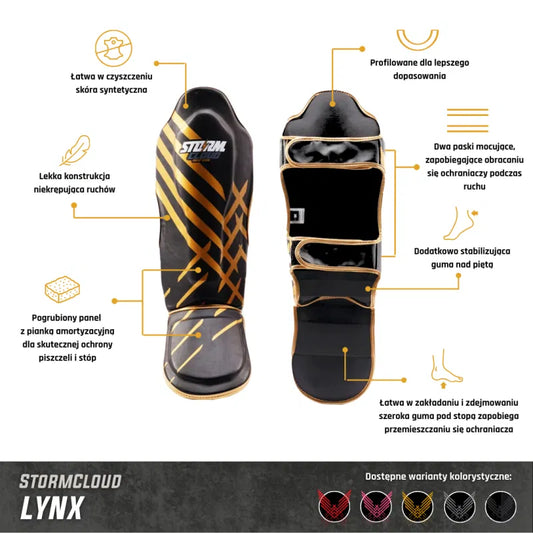 StormCloud Ochraniacze na piszczele Lynx Czarno-Złote