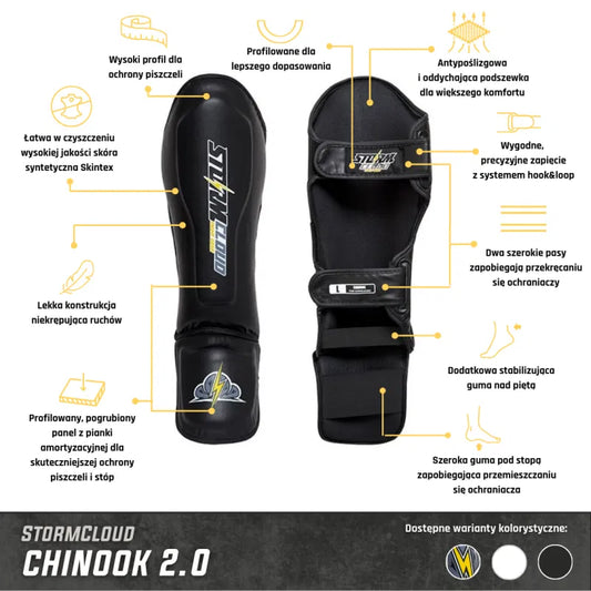 StormCloud Ochraniacze Piszczeli Chinook 2.0 Classic Czarne