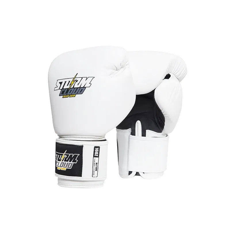 StormCloud Rękawice Muay Thai ze skóry naturalnej Blizzard Classic Białe